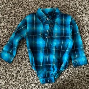 Collared western shirt onesie
